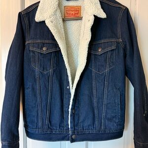 Levi's Men's Dark Blue Sherpa Lined Jacket